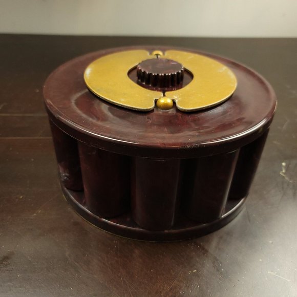 Vintage TURNIT MFG CO Poker Chip & Cards Caddy 1950s Marbled Bakelite with Chips - Picture 8 of 15